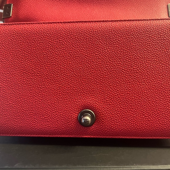 Red Chanel Medium Boy Bag with Ruthenium Hardware - Picture 6 of 11